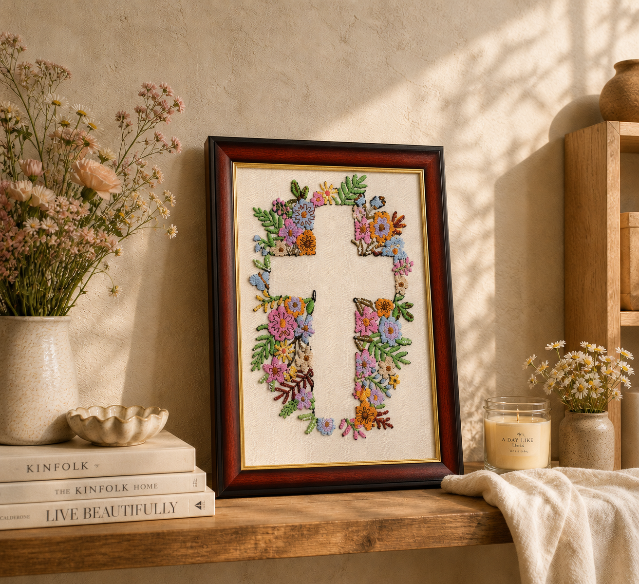Flower Silhouette Cross