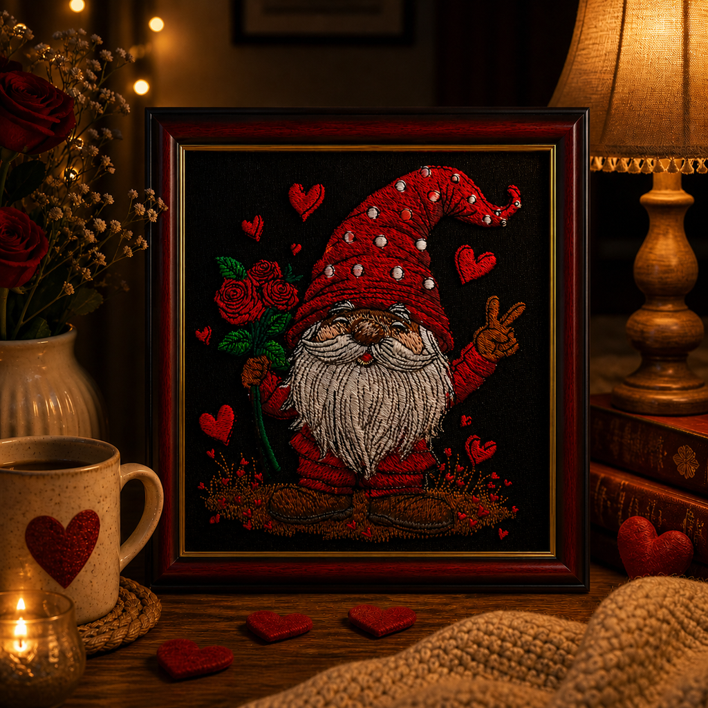 Roses Hearts Gnome